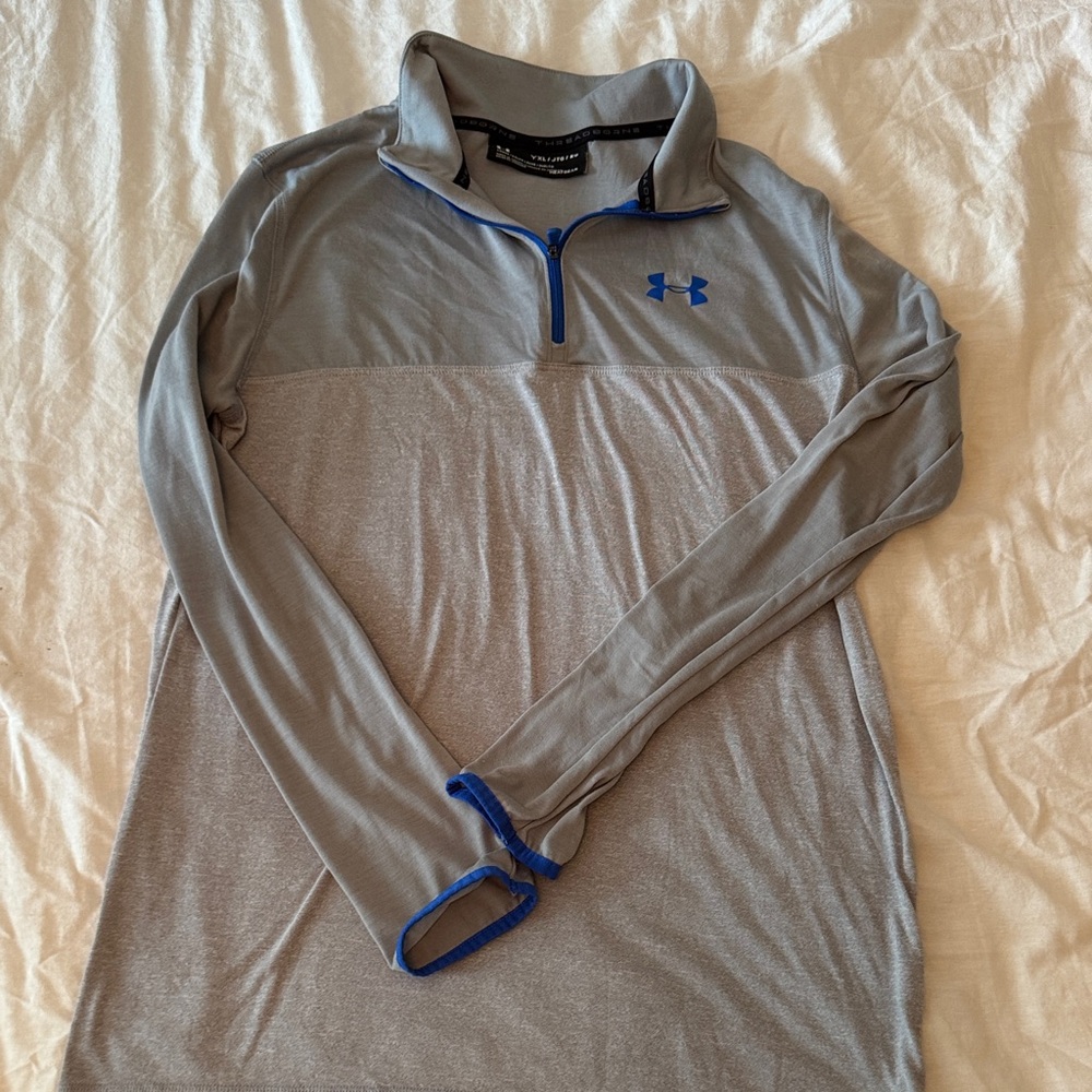 Under Armour Heather Gray‎ Quarter-Zip with Blue Trim